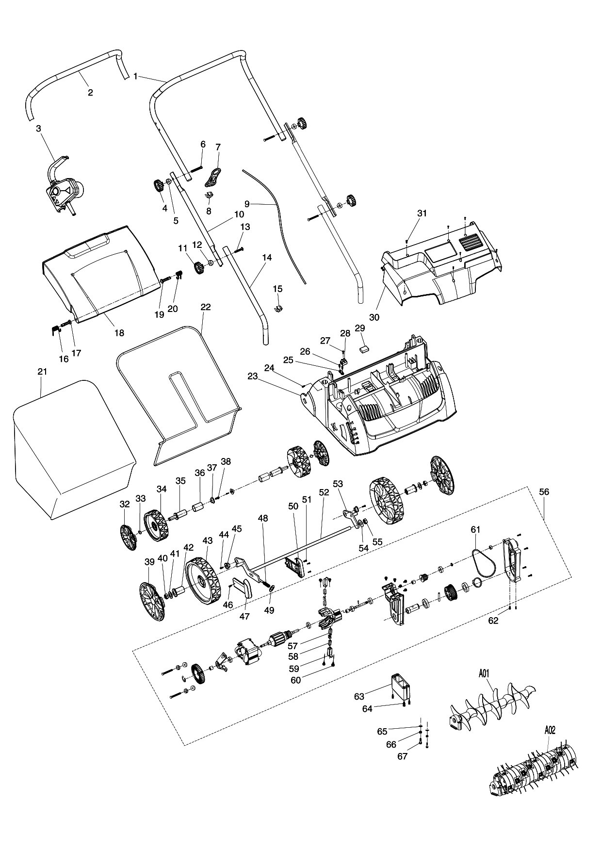 Makita UV3200 parts diagram, sheet 1