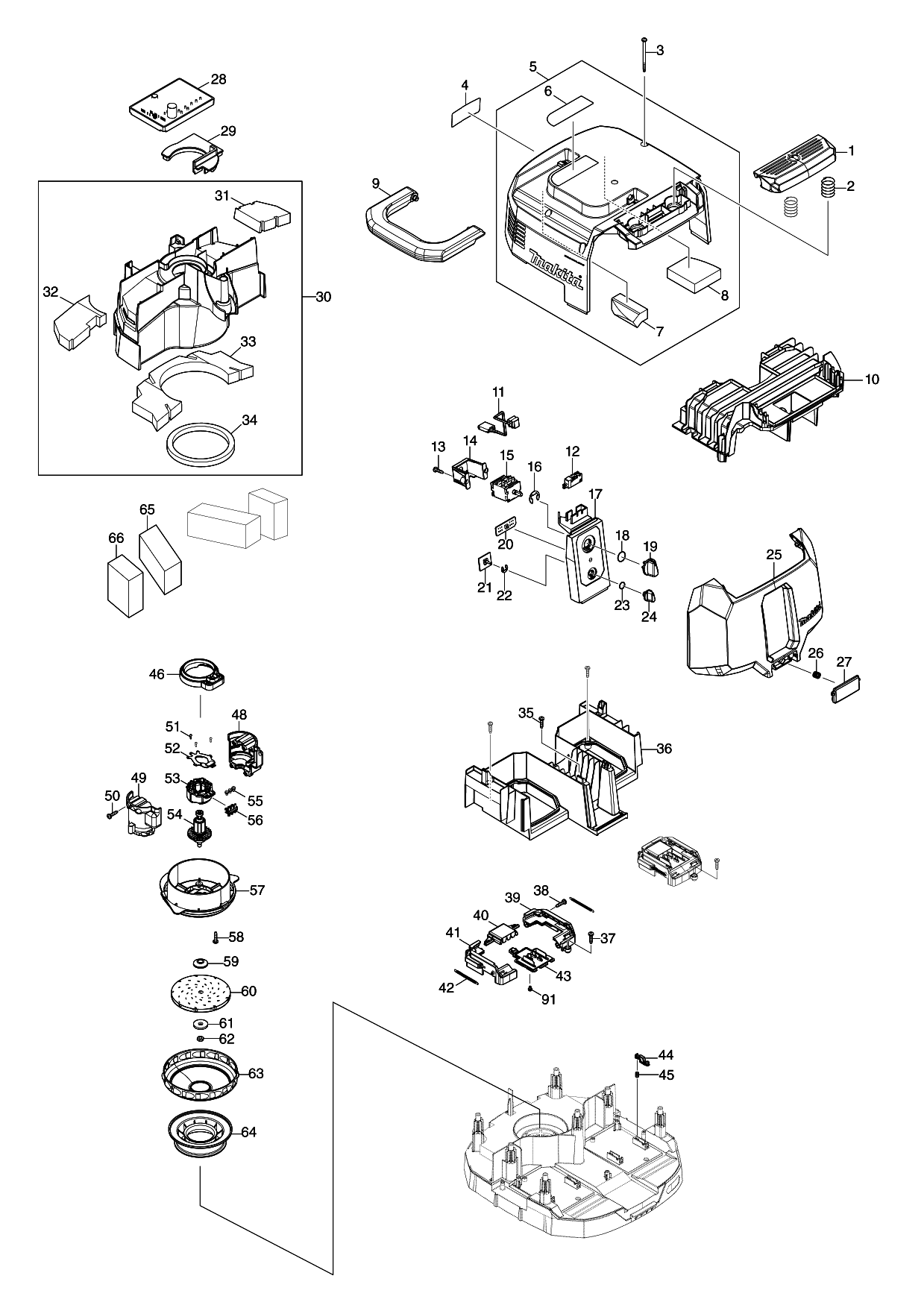 Makita VC001GL parts diagram, sheet 1