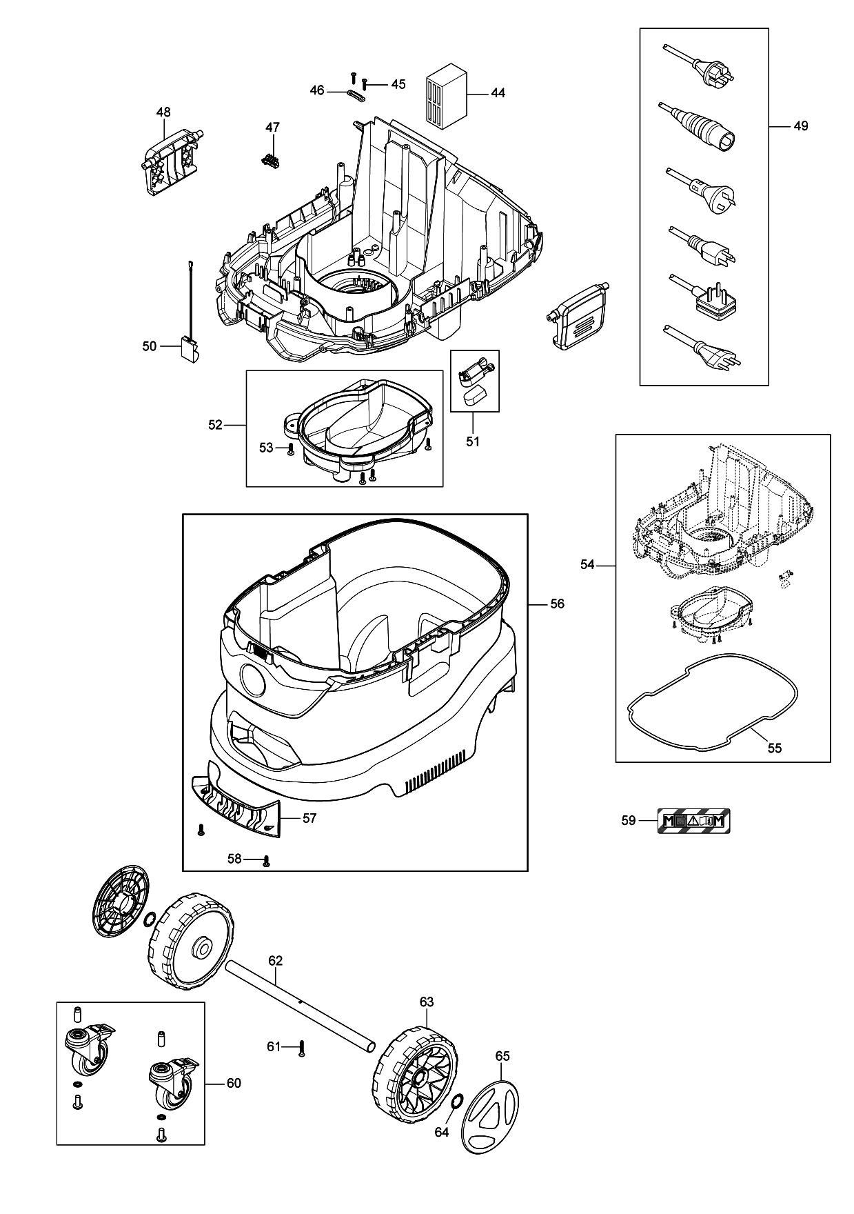 Makita VC4210M parts diagram, sheet 2