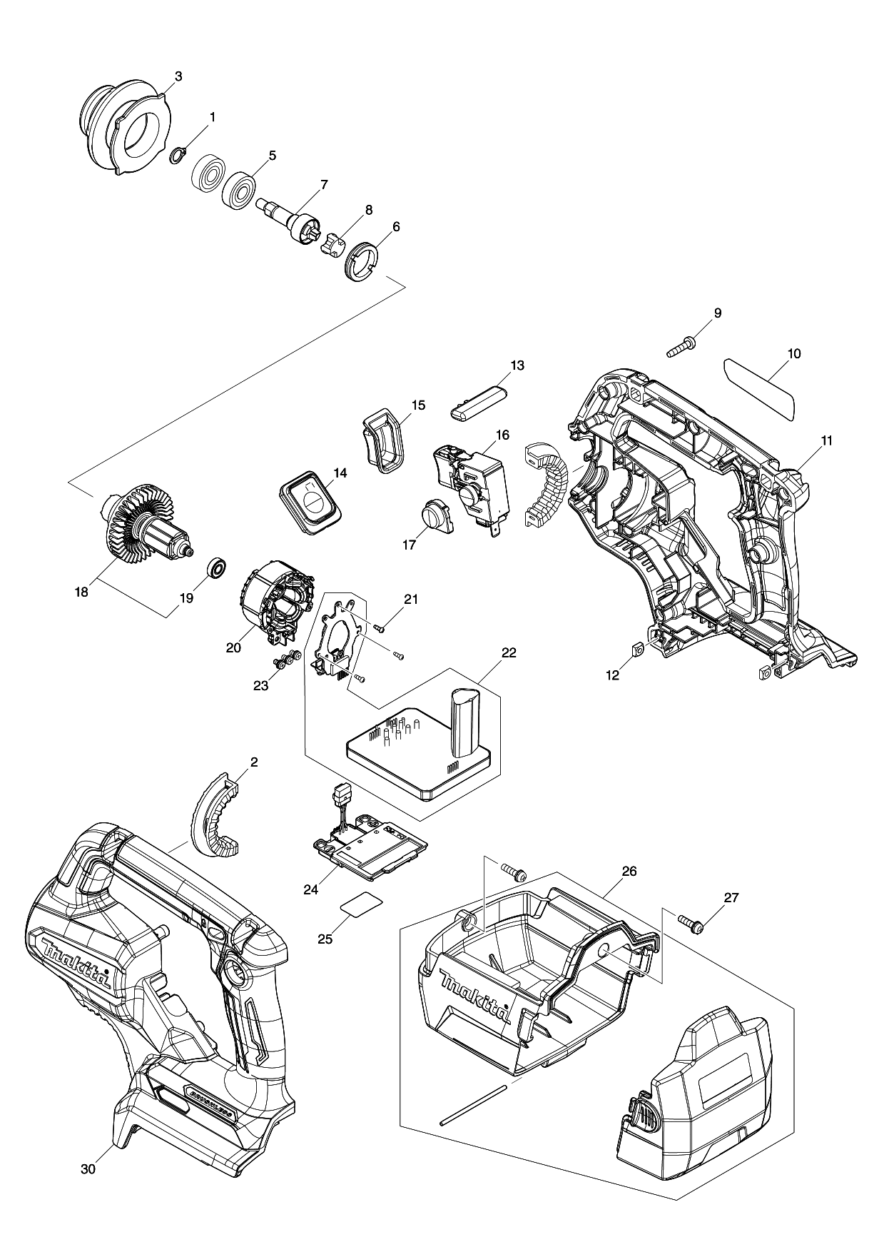 Makita VR001G parts diagram, sheet 1