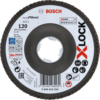 New Genuine Bosch 2608619204 X571 Best for Metal X-LOCK Flap Discs, Angled