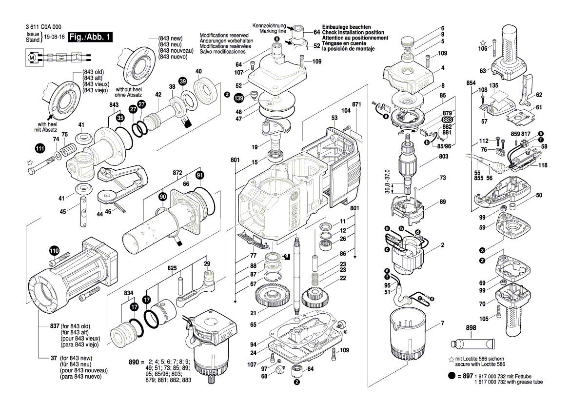 New Genuine Bosch 1617000A17 Un. Flange-Mtd. Motor