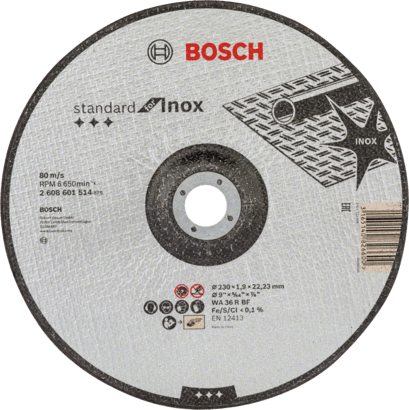 Новый оригинальный отрезной диск Bosch 2608601514, стандартный для отрезного диска из нержавеющей стали, для большого угла