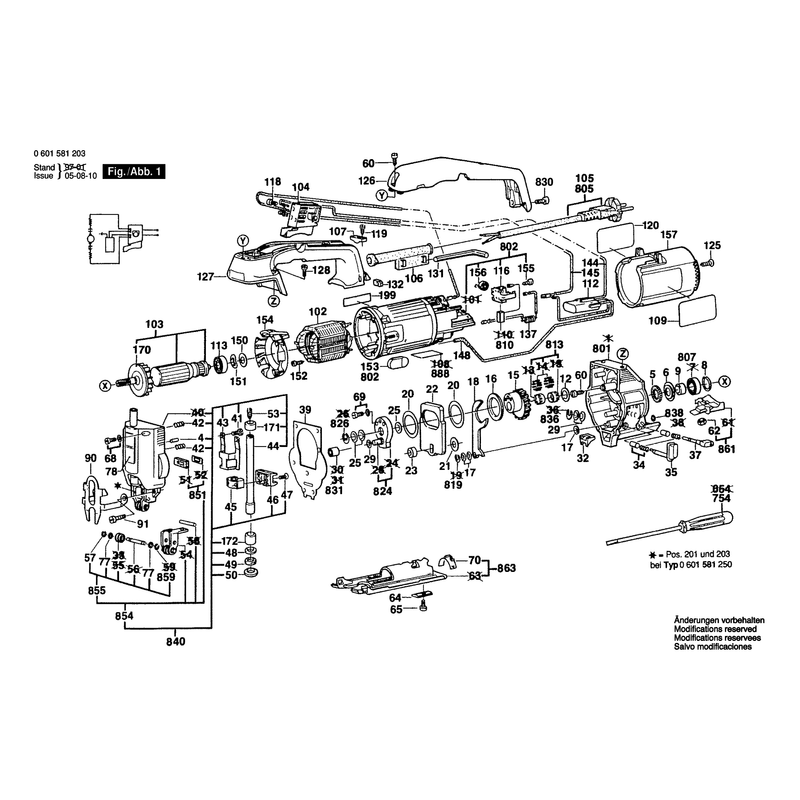 Bosch 0601581203 — взрыв-схема, лист 1
