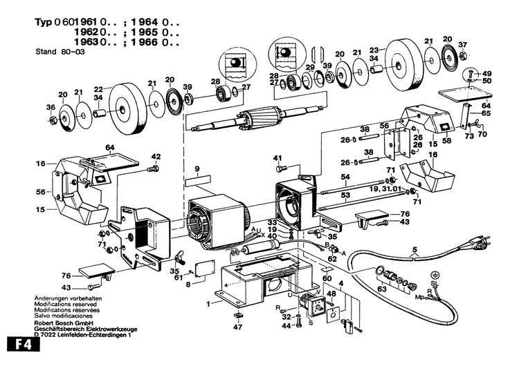 Bosch 0601961003 — взрыв-схема, лист 1