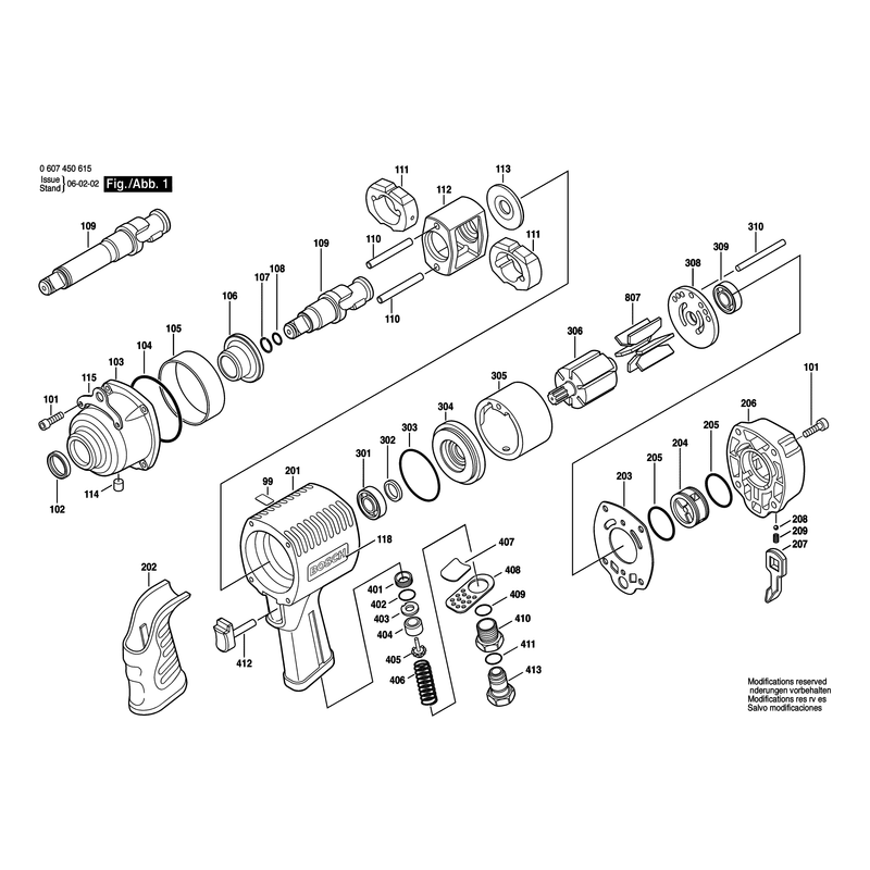 Bosch 0607450615 — взрыв-схема, лист 1