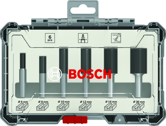 Ny ekte Bosch 2607017467 Straight Router Bit Set, 6-stykker for håndholdt