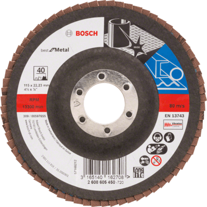 New Genuine Bosch 2608605450 X571 Best for Metal Flap Discs, Straight Version