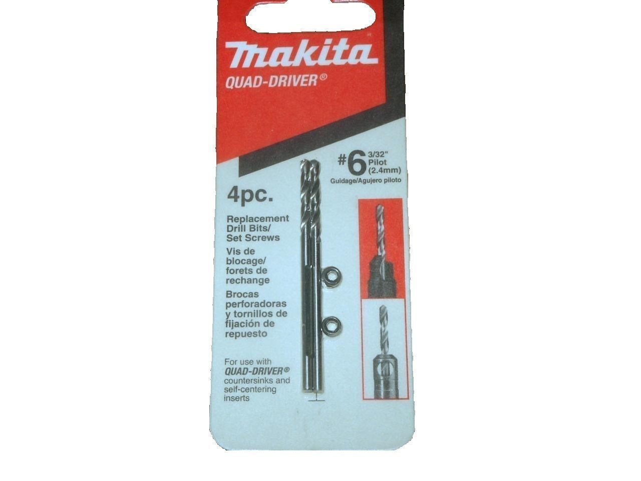 Новые оригинальные сверла Makita 784845-A с четырьмя зенковками №6 3/32 дюйма, 2,4 мм