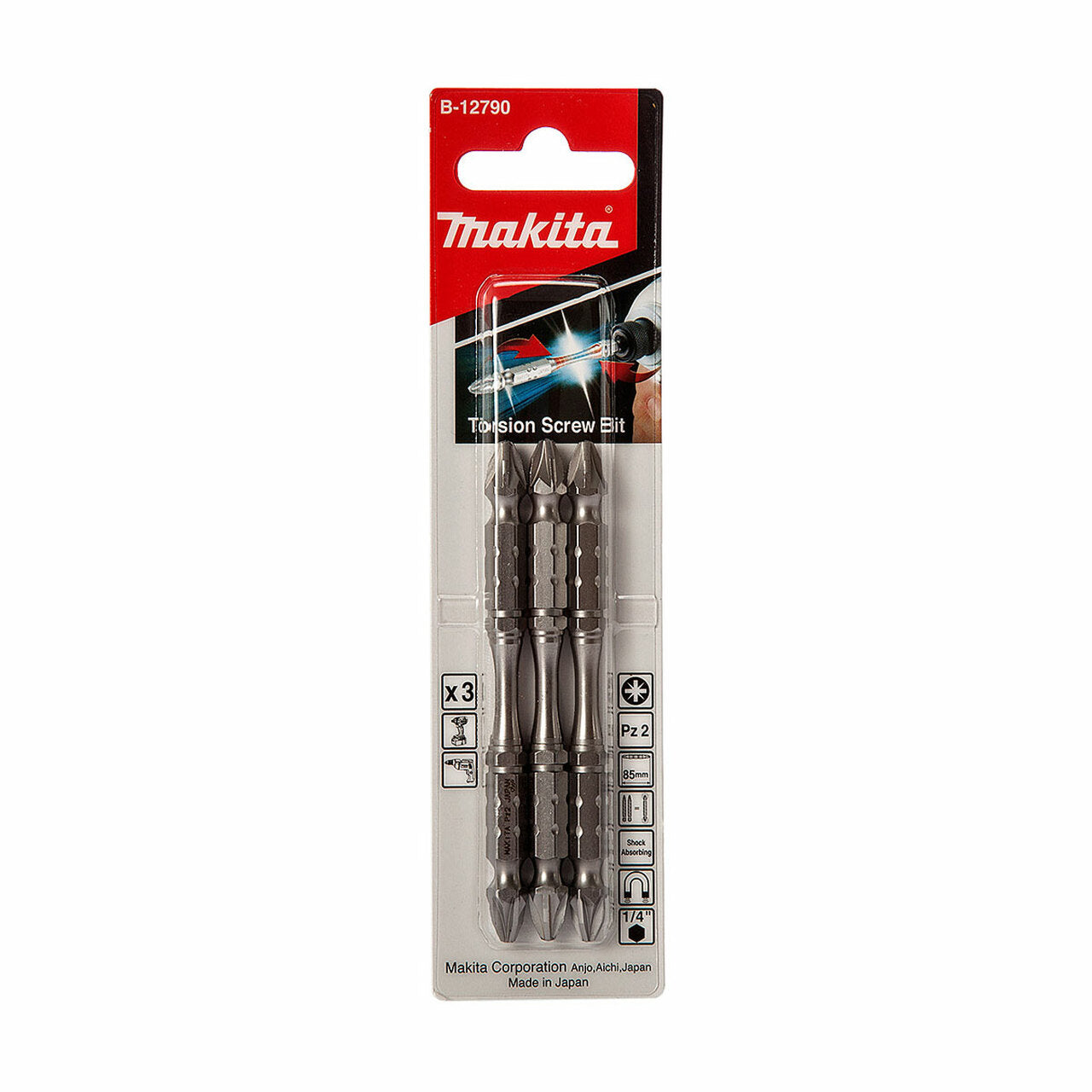 Nouveau Makita B-12790 Impact Torison Double-Send Twismensur Bits PZ2X85MM X3 PCS