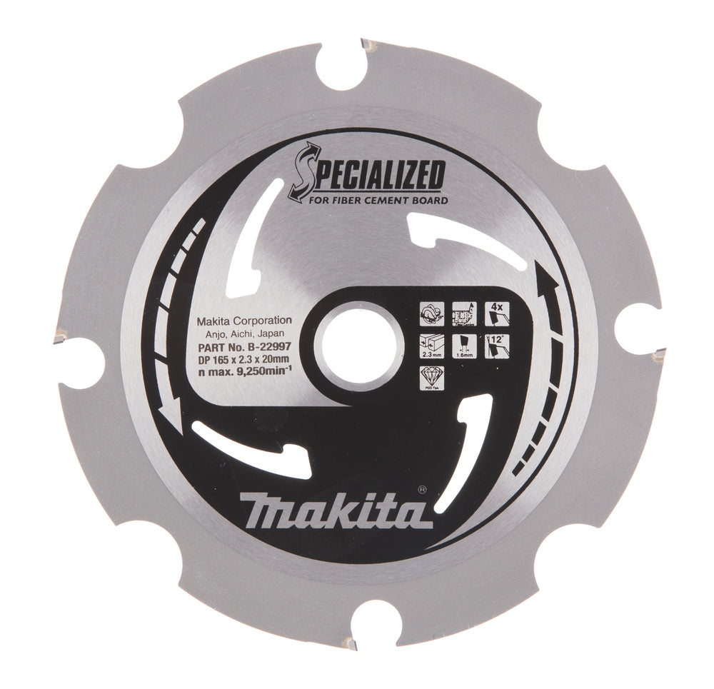 Nieuwe echte Makita B-22997 Cirkelzaagmes 165 mm x 20 mm x 2,3 mm 12 ° T4