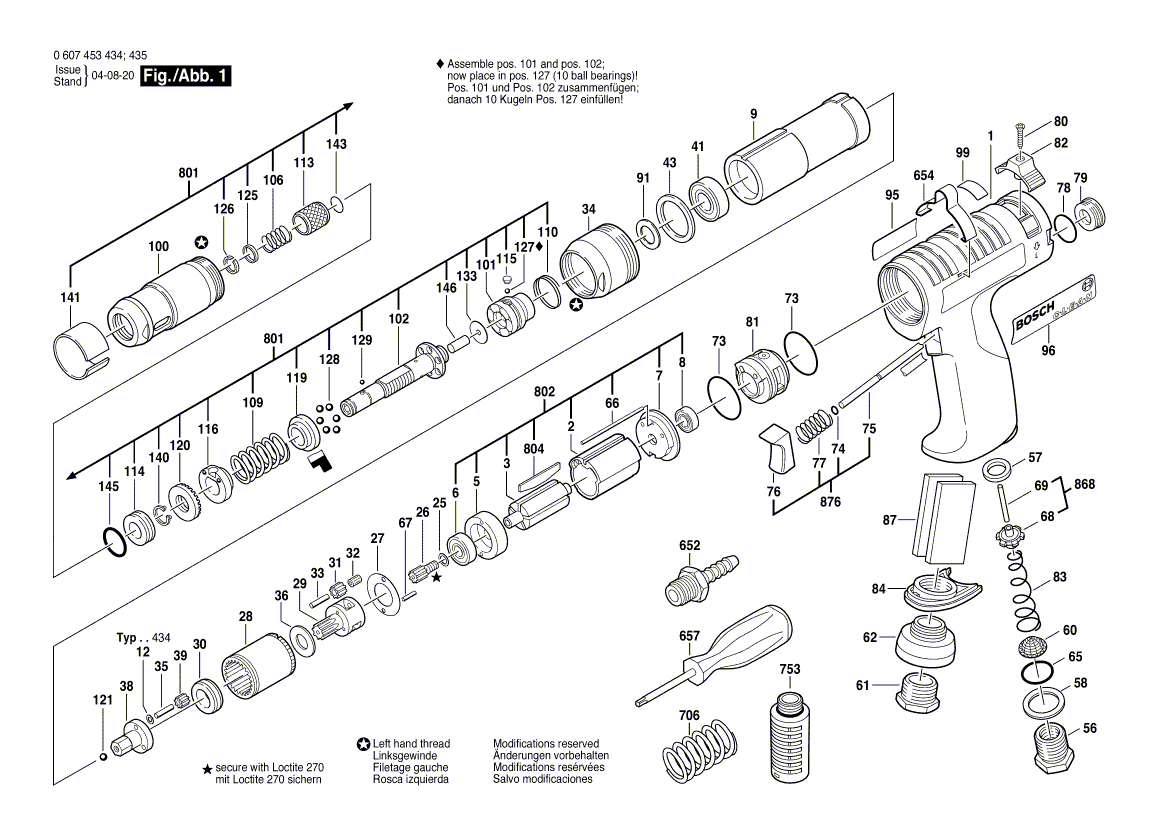 Nouveau véritable Bosch 3607031505 Assemblage de pièces de service