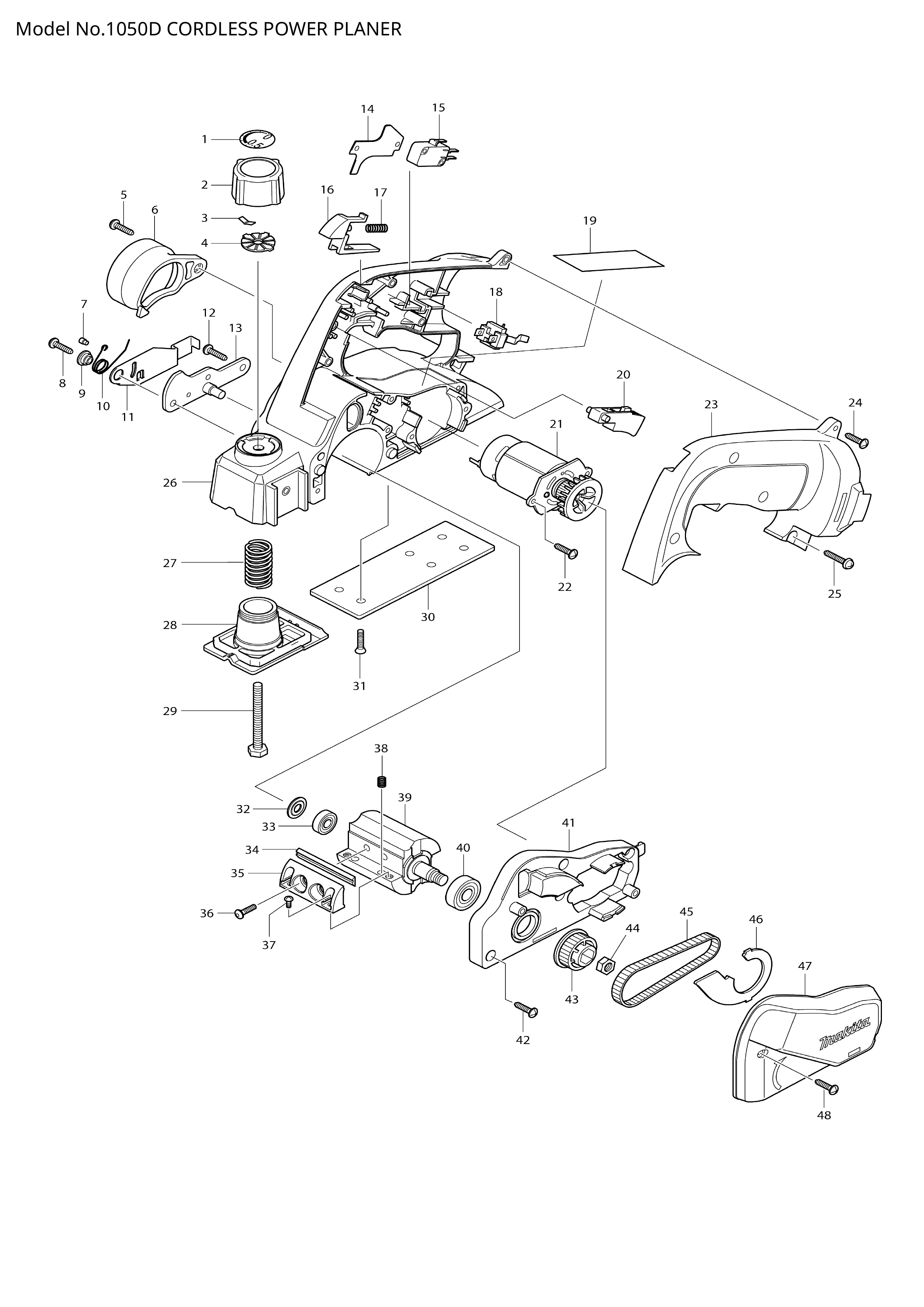 Makita 1050D — сборочный чертёж, лист 1, деталь 651942-7 поз. 015
