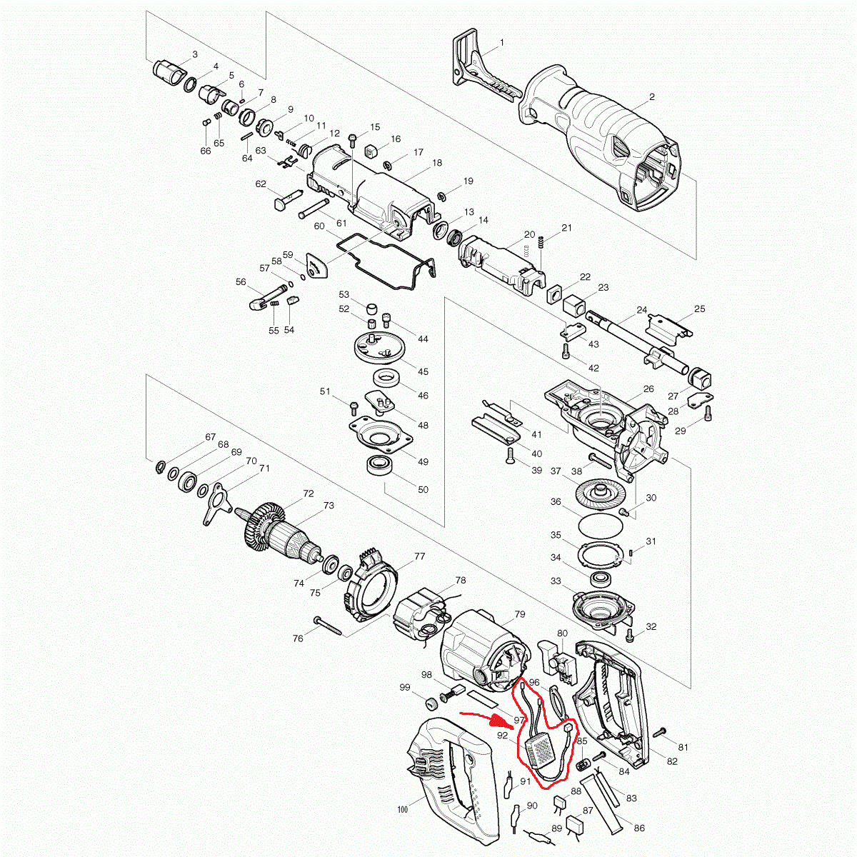 Nouveau contrôleur authentique Makita 631653-0 pour JR3060T