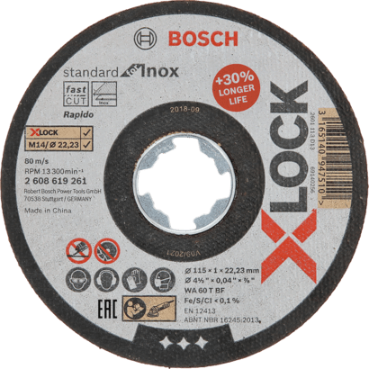 Ny ekte Bosch 2608619261 X-Lock Cutting Disc Standard for Inox for Small