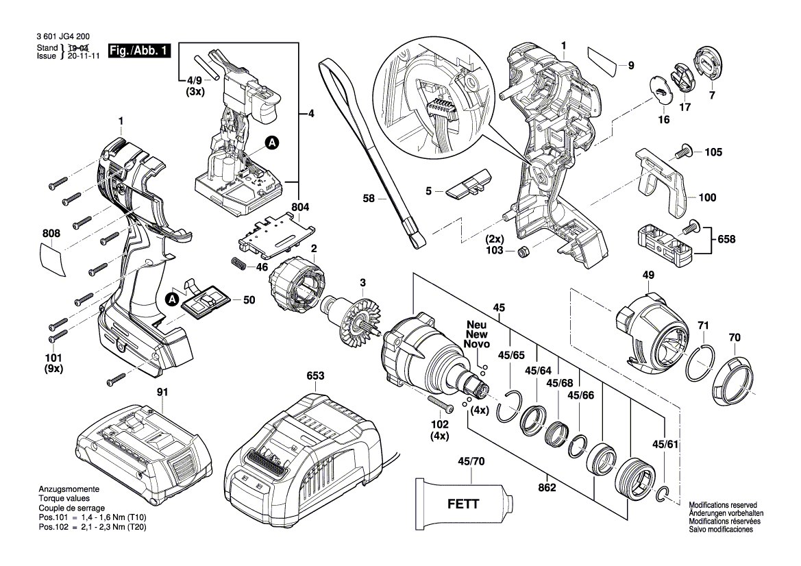 Neue originale Bosch 1600A01PG3 Getriebe 