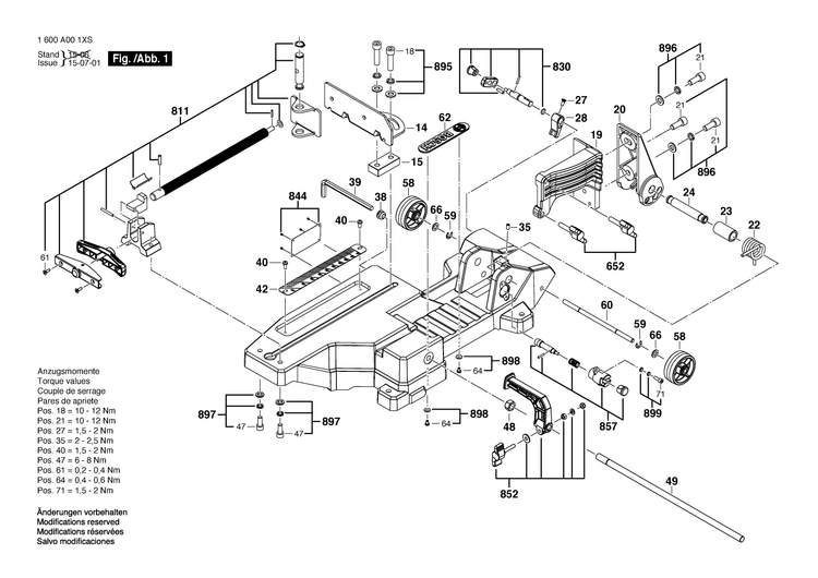 Bosch 1600A001XS — взрыв-схема, лист 1