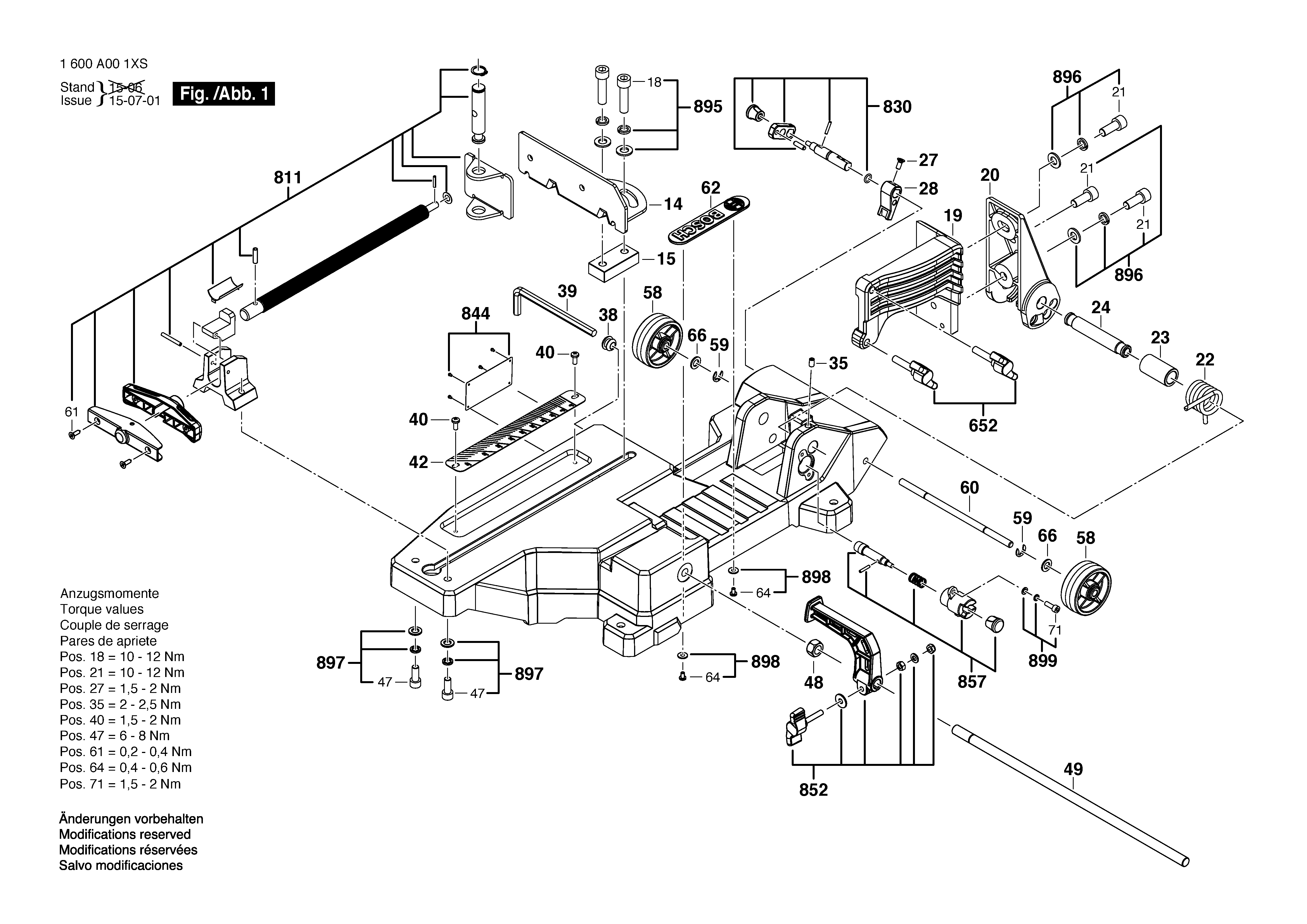 Bosch 1600A001XS — взрыв-схема, лист 1