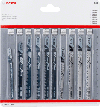 Ny äkta Bosch 2607011169 Wood Jigsaw Blade Set, 10-stycken för pussel