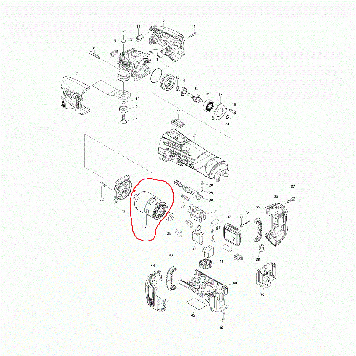 Nieuwe echte Makita 629954-8 MOTOR BTM40 BTM40RFE DTM40