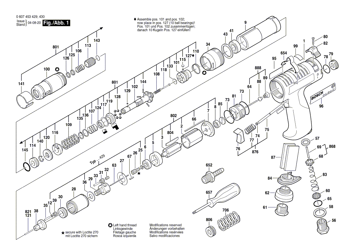 Nouveau véritable Bosch 3607031503 Assemblage de pièces de service