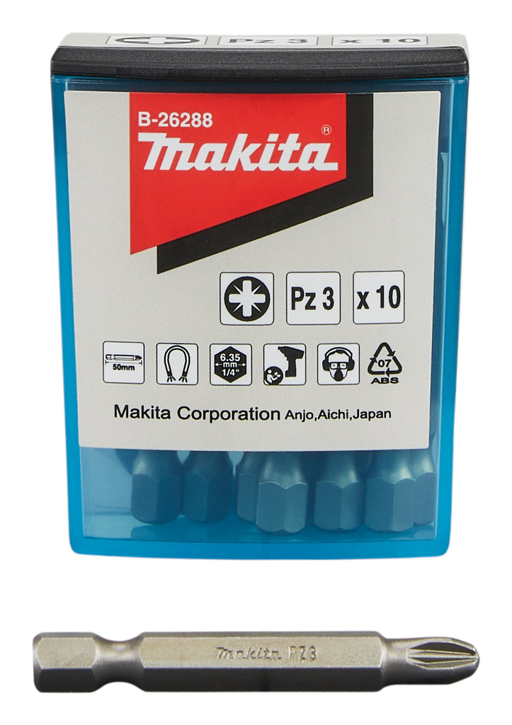 New Genuine Makita B-26288 Screw Bit Flip Top Case PZ3x50MM 10PCS