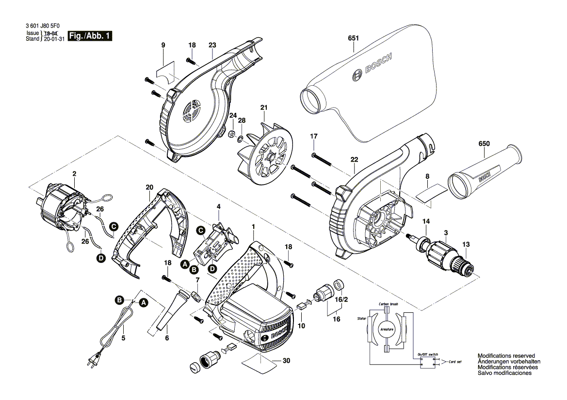 Ny äkta Bosch 1600A0015N Fan Housing