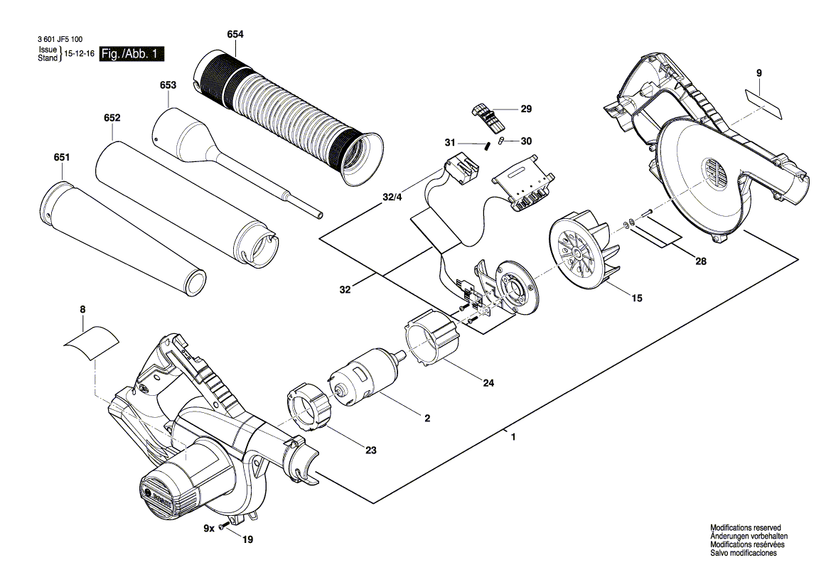 Nieuwe echte Bosch 1619PA9071 DC -motor