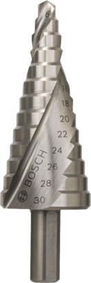 Ny äkta BOSCH 2608597520 HSS Step Drill Bit, 3-Bat Shank for Rotary