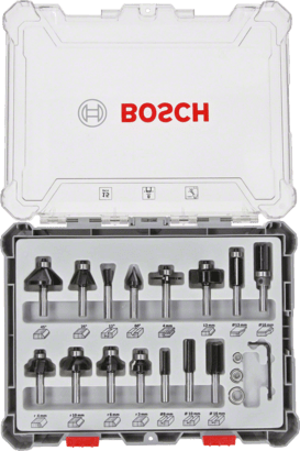 Nieuwe echte Bosch 2607017472 Gemengde routerbitsets, 15-stuks