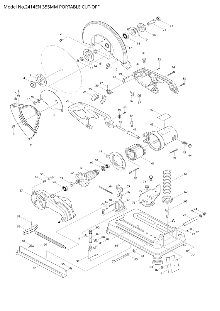 Makita 2414EN — сборочный чертёж, лист 1, деталь 632A56-7 поз. C10