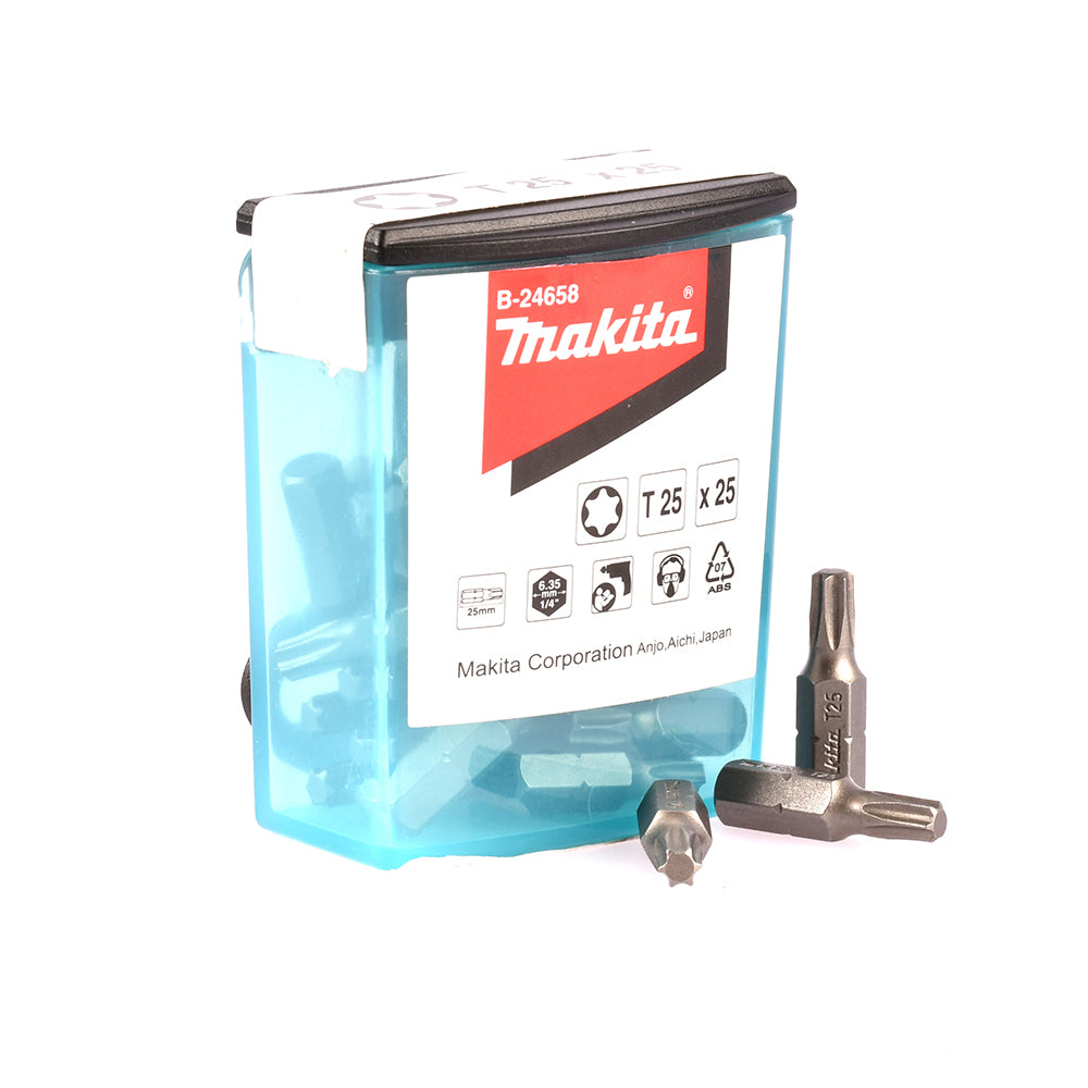 Ny ekte Makita B-24658 Skrue Bit Flip Top Case T25x25mm 25 stk