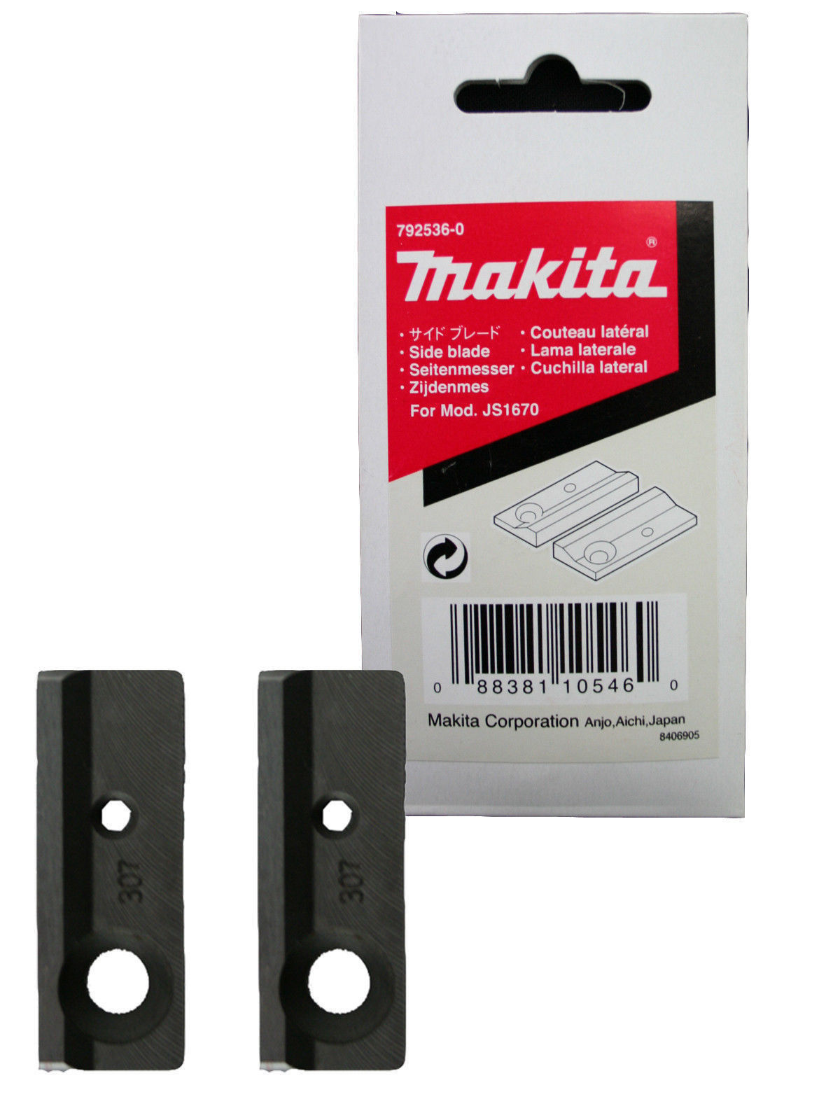 Ny äkta Makita 792536-0 Sid Blade Set för JS1670