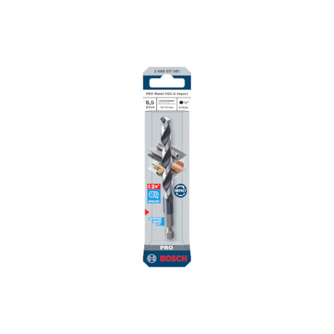 Bosch Metallipuuri HSS-G Hex 1/4'', 8.5x117mm, 1 tk. 2608577581