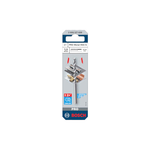 Bosch PRO HSS-G metallipuur 1,5mm, 2 tk. 2608577630