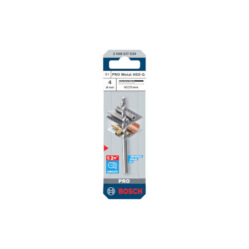 Bosch PRO HSS-G metallipuur 4,0mm, 2 tk. 2608577639