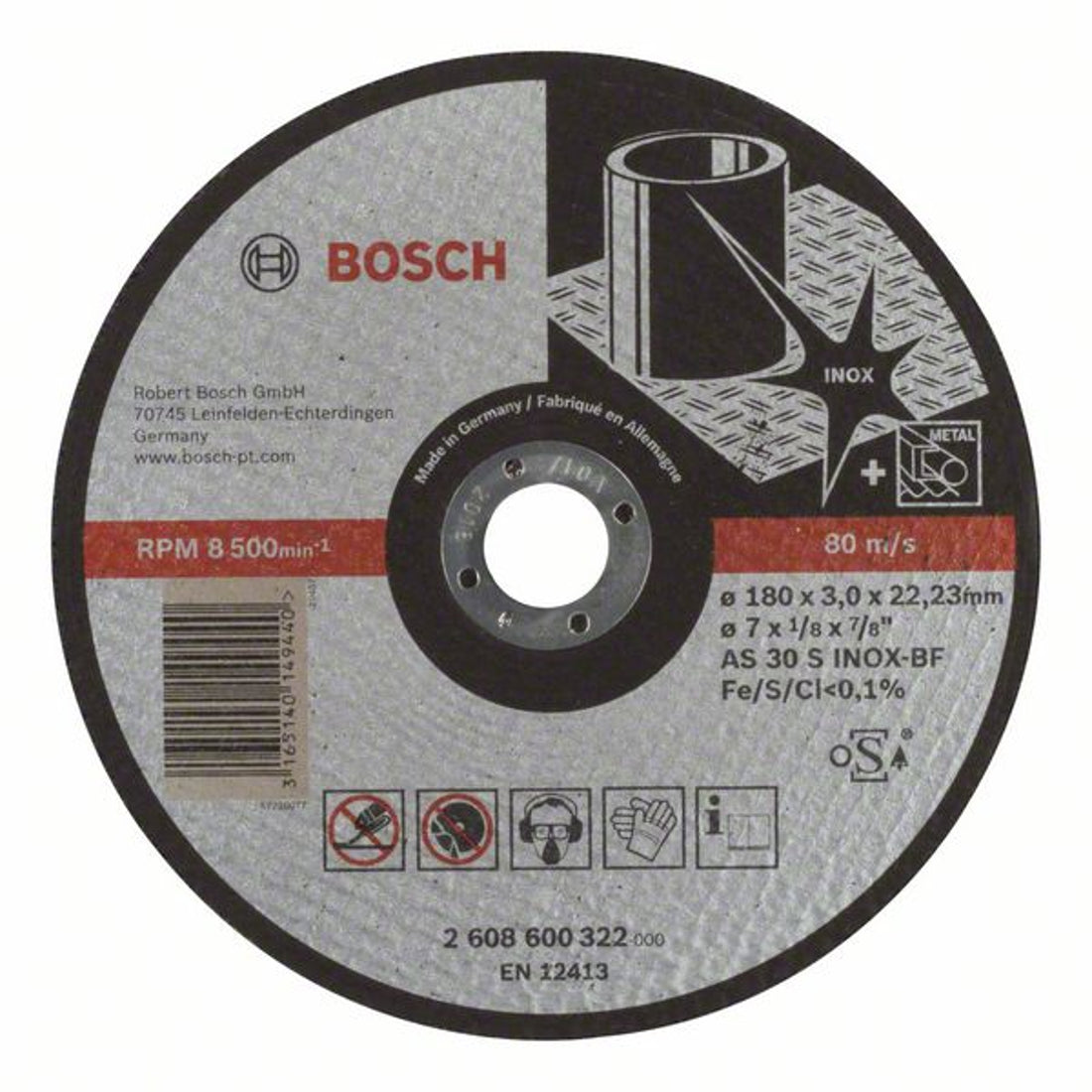Bosch Lõikeketas INOX 180x22.23x3mm 2608600322