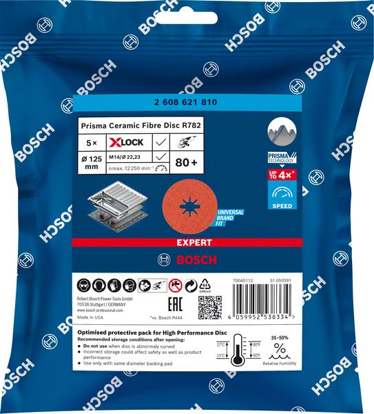 Bosch X-LOCK PrismaCeramic R782 Inox 125 mm,G 80 ,5 tk. 2608621810