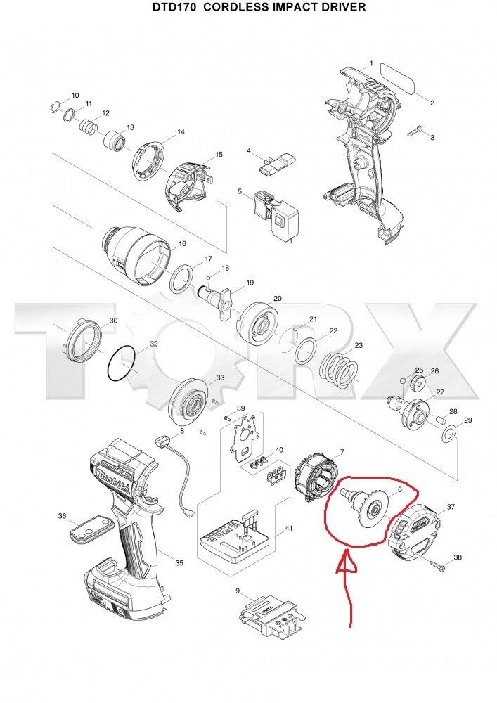 Ny äkta Makita 619419-8 Rotor för DTD170 XDT12M