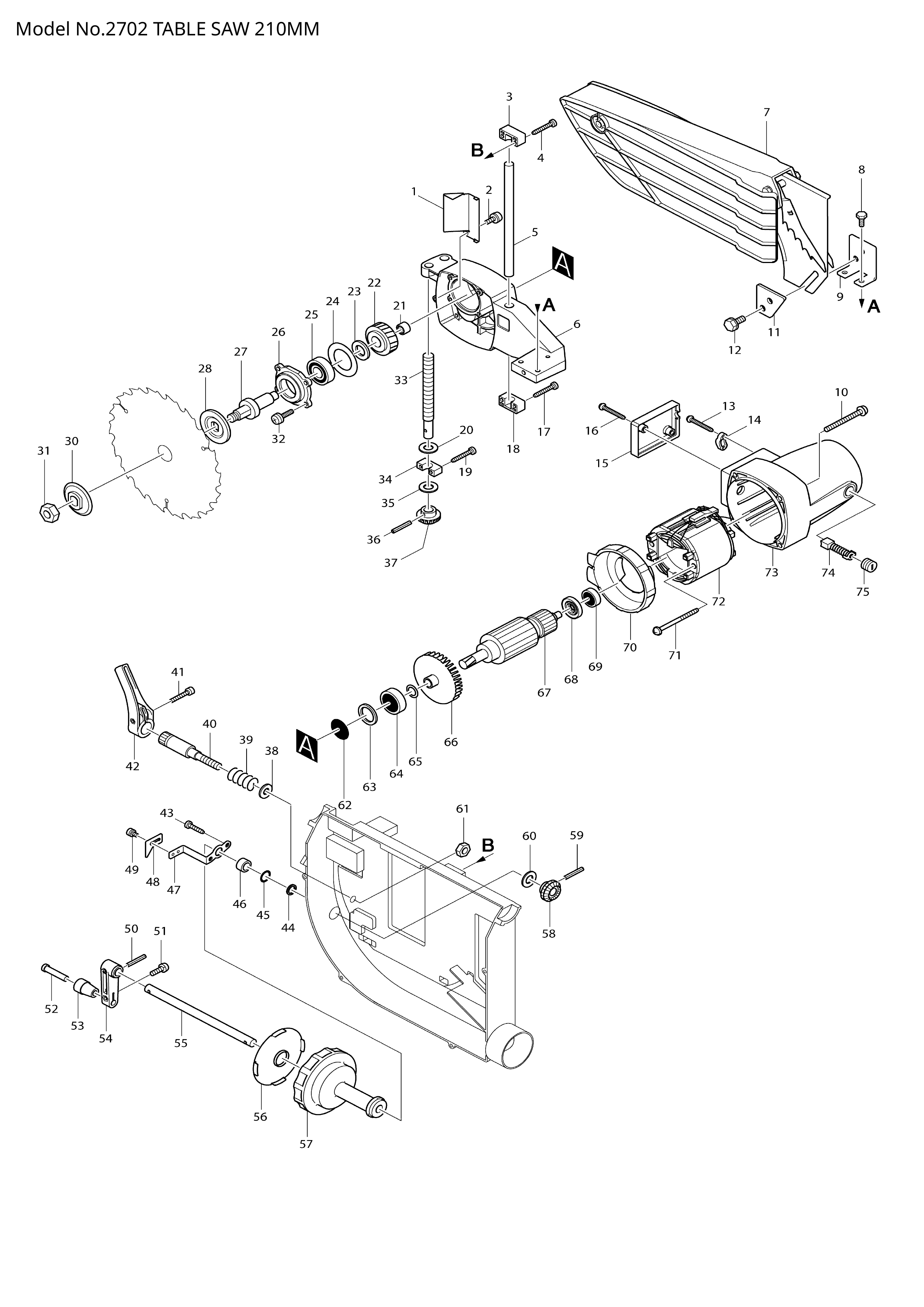 Makita 2702 — сборочный чертёж, лист 1, деталь 316930-8 поз. 113