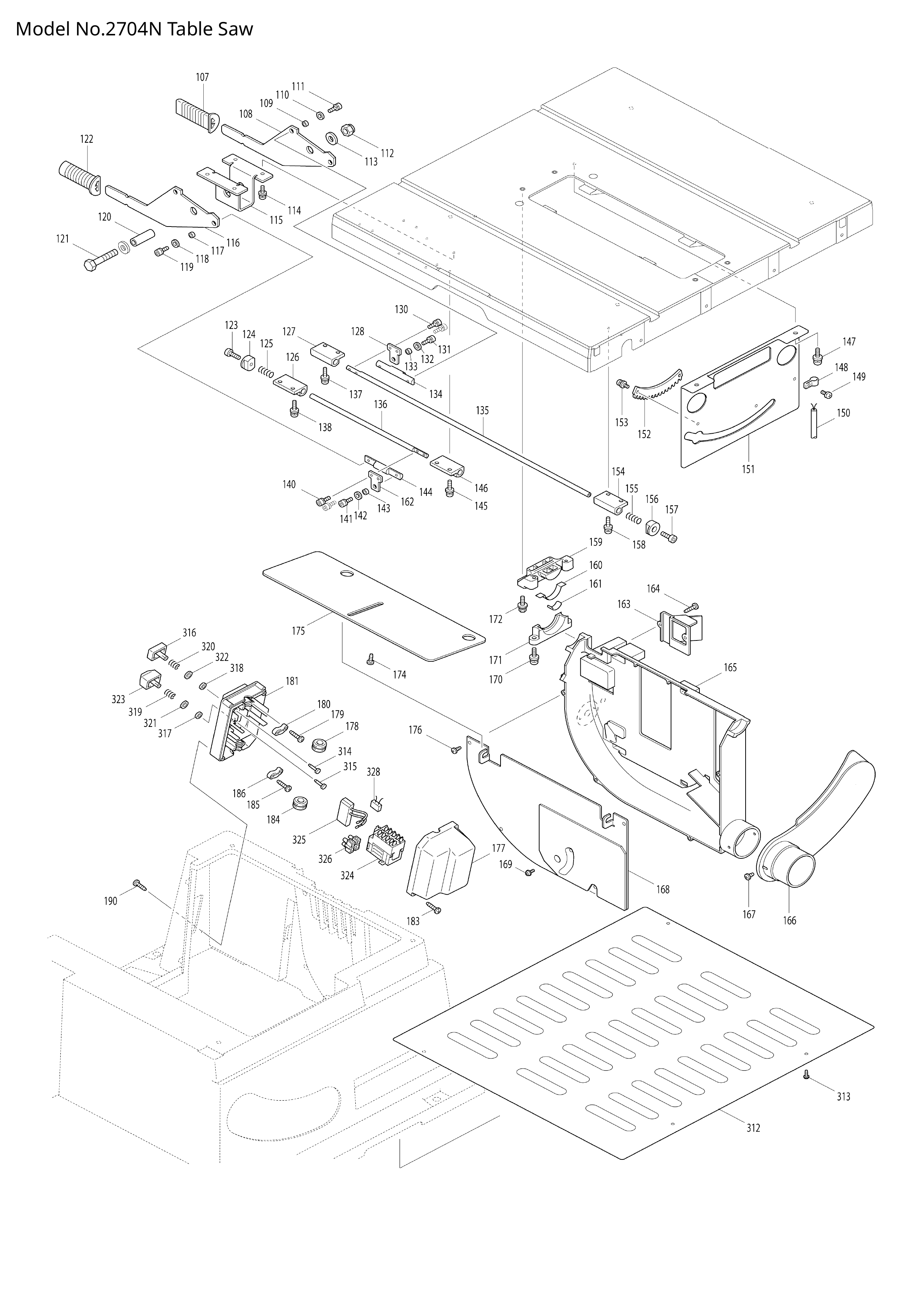 Makita 2704N — сборочный чертёж, лист 2, деталь 265B67-9 поз. 029-2