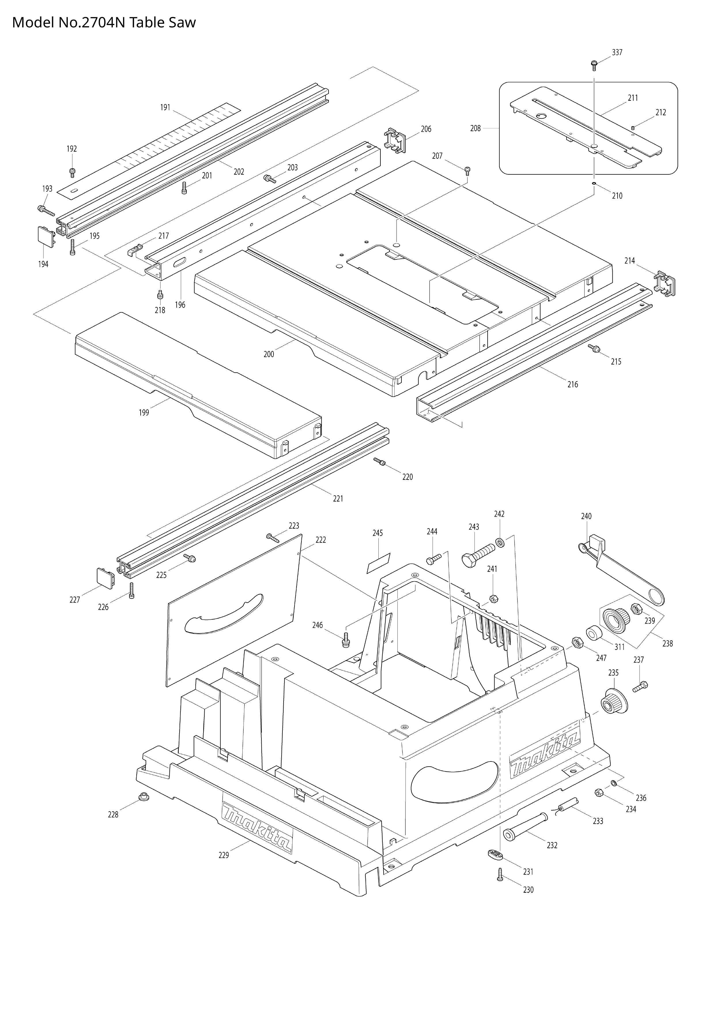 Makita 2704N — сборочный чертёж, лист 3, деталь 265B67-9 поз. 029-2