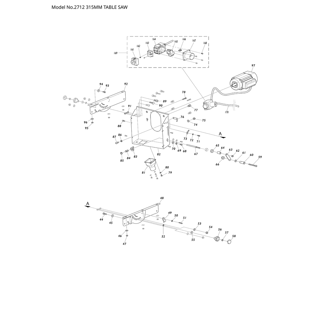 Makita 2712 — сборочный чертёж, лист 2, деталь JM27100102 поз. 131