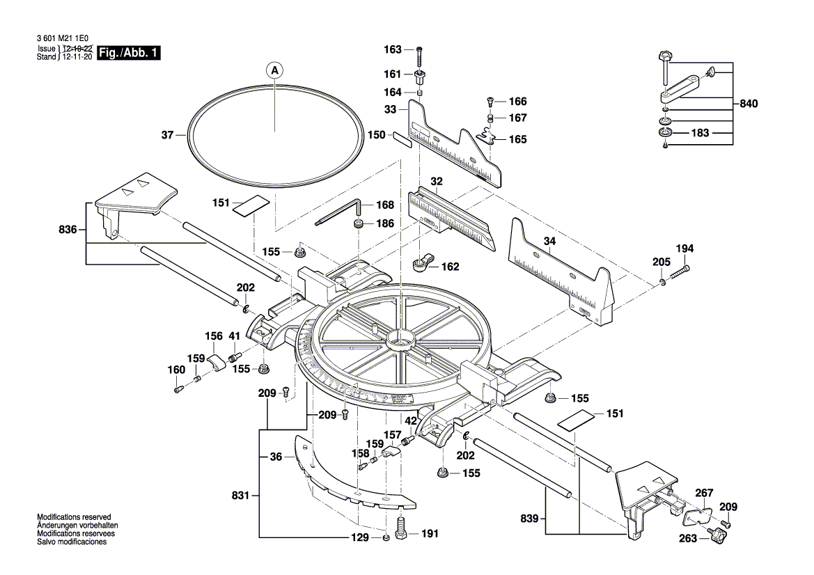 Neuer Original-Gehrungsanschlag 1609B01442 von Bosch