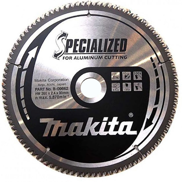 New Makita B-09662 Circular Saw Blade HM 260X2.4X30mm -5° T100 SPECIALIZED