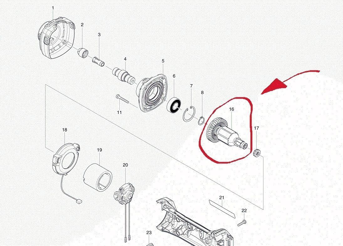 Uusi aito Makita 619285-3 ARMATURI 18V GD801D BGD801