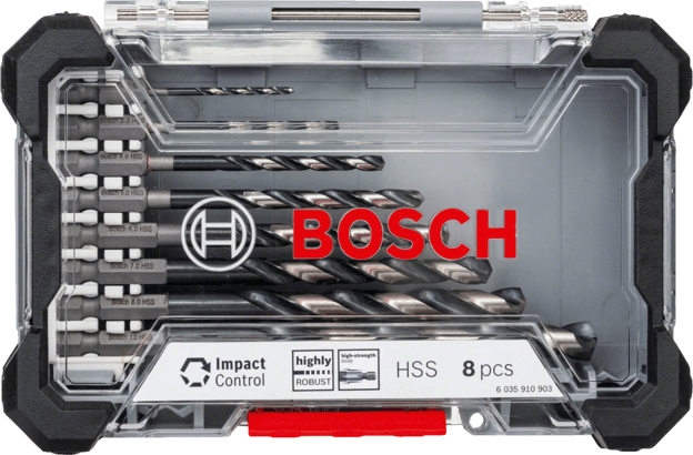 Nouveau véritable bosch 2608577146 Contrôle d'impact HSS Twist Drill Bit Pack, 8 pièces