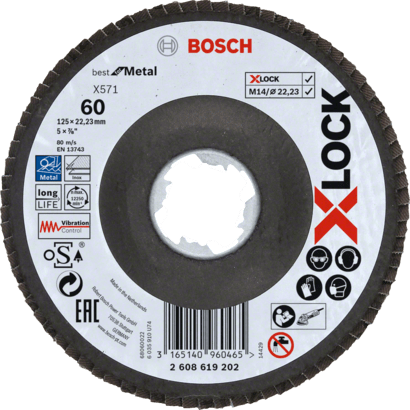 New Genuine Bosch 2608619202 X571 Best for Metal X-LOCK Flap Discs, Angled