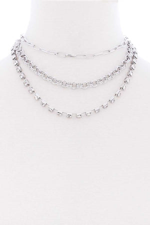 3 Layered Multi Metal Chain Necklace