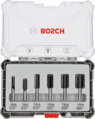 Ny ekte Bosch 2607017465 Straight Router Bit Set, 6-stykker for håndholdt